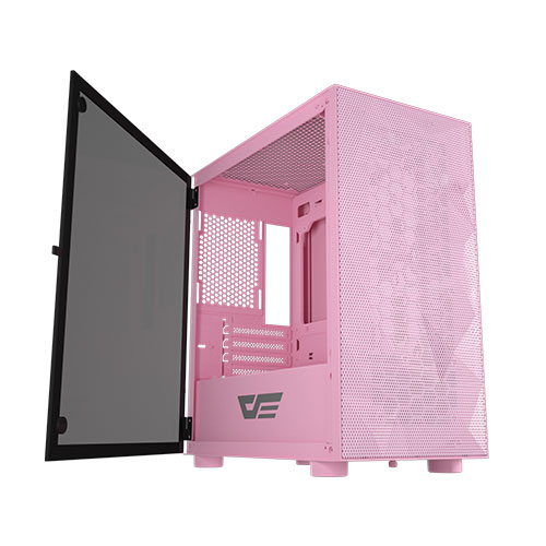 Aigo DarkFlash DLM21 MESH Pink Tempered Glass Micro ATX Casing