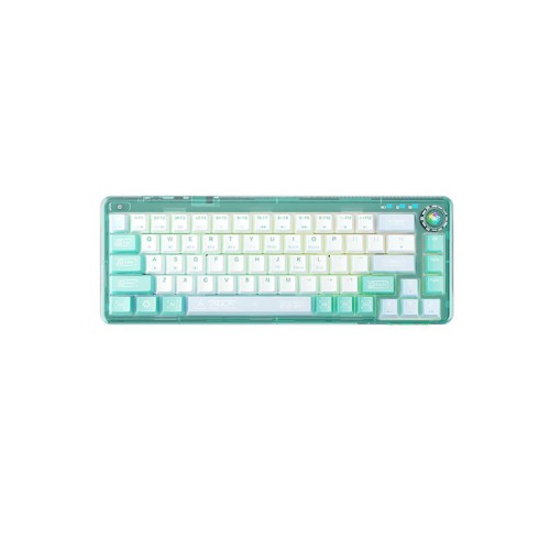 AULA F68 TRANSPARENT GASKET RGB BACKLIT TRI-MODE WIRELESS GAMING MECHANICAL KEYBOARD (WHITE-GREEN) WHITE SWITCH 