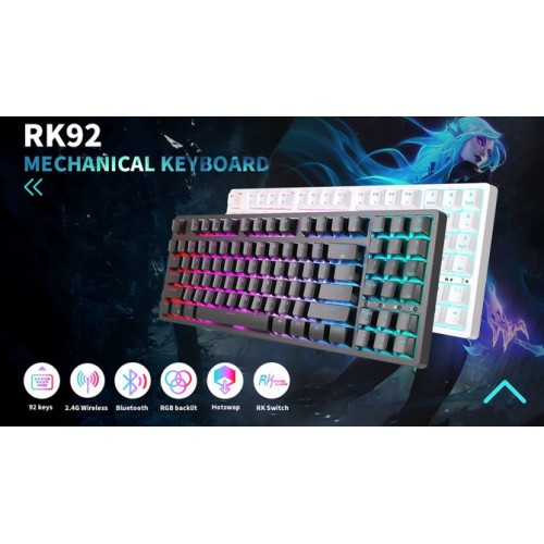 RK Royal Kludge RK92 Tri-Mode Hot Swap RGB Wireless Mechanical Keyboard
