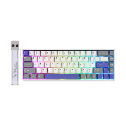 Aula WIN68 HE Magnetic Switch Wired Mechanical Gaming Keyboard (White & Gray + Blue)