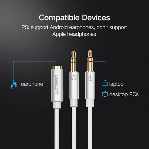UGREEN AV140 (20898) 3.5mm to 2 Audio Cable - Black UGREEN AV140 (20898) 3.5mm to 2 Audio Cable - Black