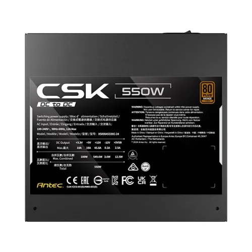 Antec CSK 550DC 550W 80+ Bronze Non-Modular Power Supply
