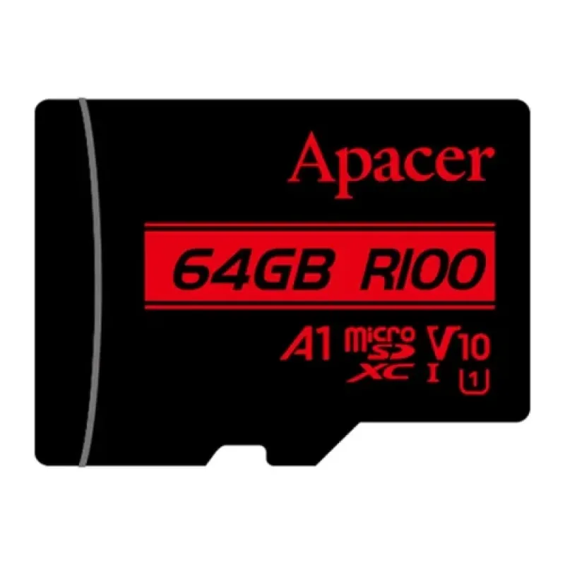 Apacer R100 MicroSDXC UHS-I U1 V10 A1 64GB Class-10 Memory Card with Adapter