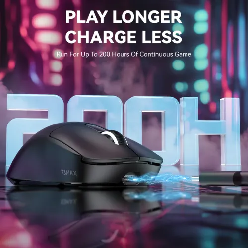 ATTACK SHARK X3 MAX PAW3950 Wireless Gaming Mouse Black