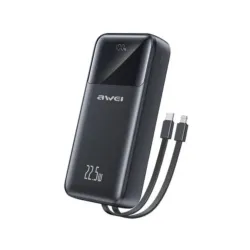 AWEI P107K 20000mAh PD22.5W Power Bank With Built-in Cable