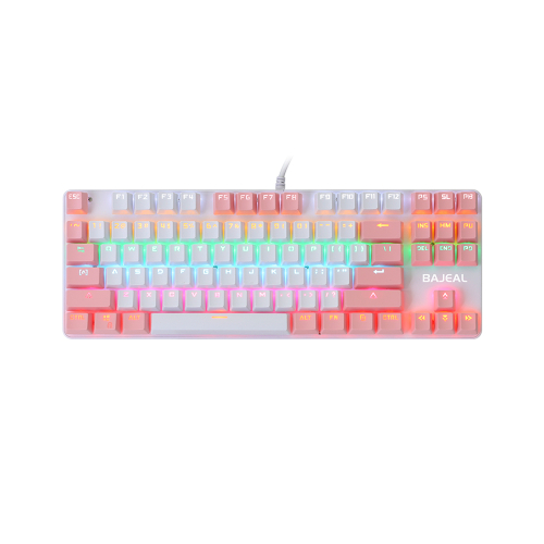 BAJEAL K100 TKL RGB Mechanical Gaming Keyboard (White-Pink)