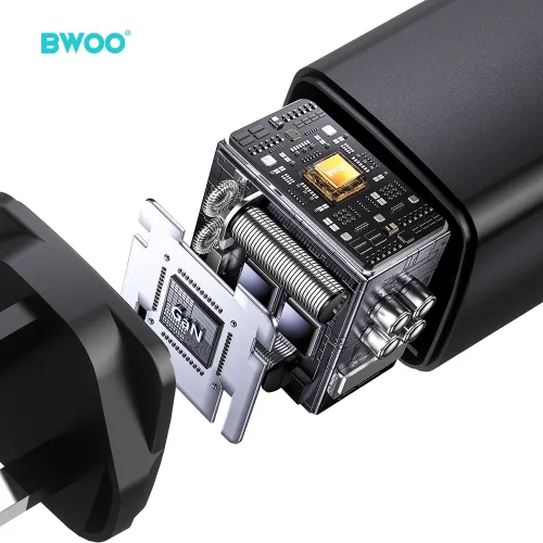 BWOO BO-CDA232 GaN 65W USB C PD Fast Charger UK Travel Charger with Type C Cable