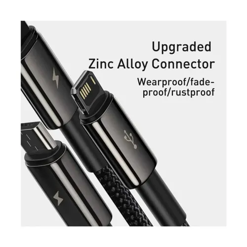 Baseus Tungsten Gold 3 in 1 USB to M+L+C Fast Charging Data Cable