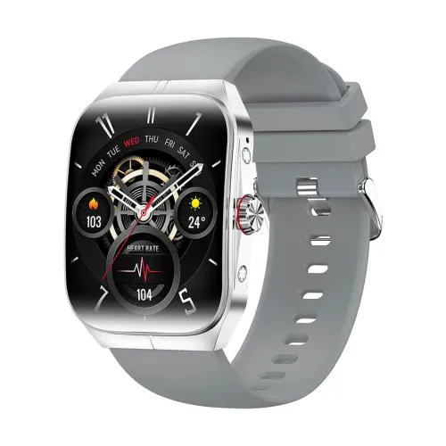 Blisbond Crescent AMOLED Display Bluetooth Calling Smart Watch Silver