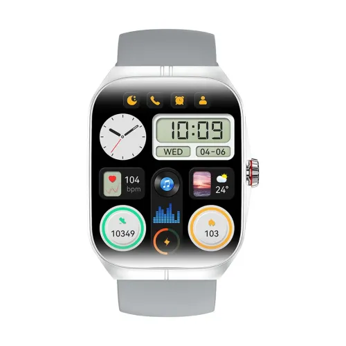 Blisbond Crescent AMOLED Display Bluetooth Calling Smart Watch Silver