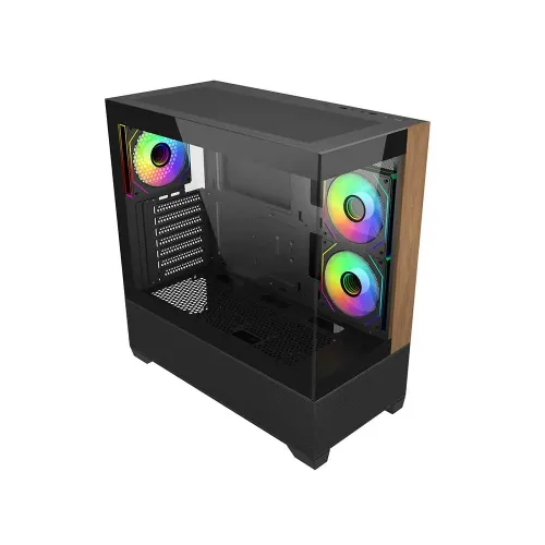 Cooler Master Elite 690 Wood Micro ATX Mid Tower Cabinet Case - Black