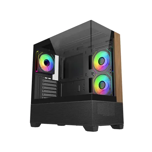 Cooler Master Elite 690 Wood Micro ATX Mid Tower Cabinet Case - Black