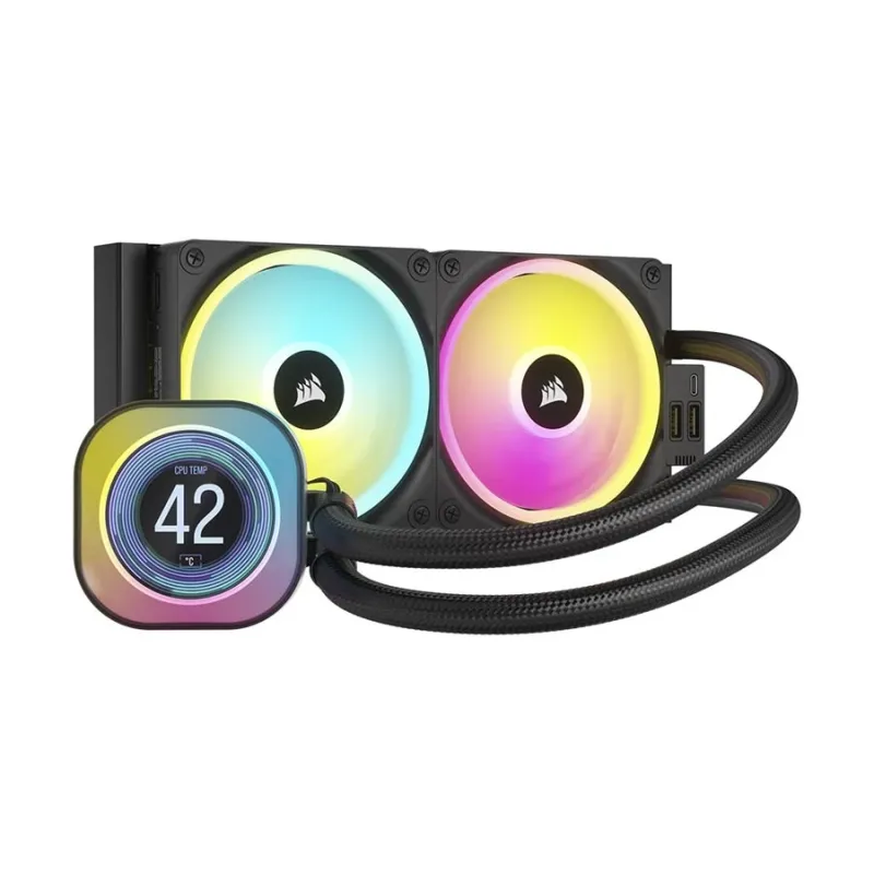 Corsair iCUE Link H100i LCD RGB 240mm AIO Liquid CPU Cooler With Display & iCUE LINK System Hub