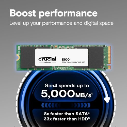 Crucial E100 1TB M.2 NVMe PCIe Gen4 Internal SSD Crucial E100 1TB M.2 NVMe PCIe Gen4 Internal SSD