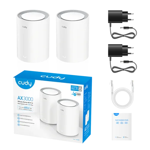 Cudy M3000 V2 AX3000 2.5G Dual Band Wi-Fi 6 Mesh Router White (2 Pack)
