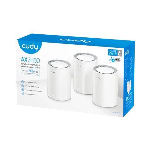 Cudy M3000 V2 AX3000 2.5G Dual Band Wi-Fi 6 Mesh Router White (3 Pack)