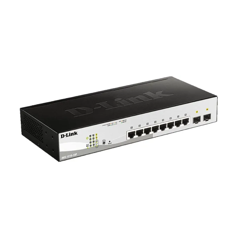 D-Link DGS-1210-10P Gigabit 10-Port (8 PoE & 2 Gigabit SFP) Smart Managed PoE Switch