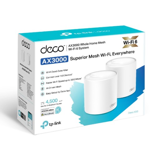 TP-Link Deco X50 (2-Pack) AX3000 3000Mbps Dual Band Wi-Fi 6 Mesh Router System