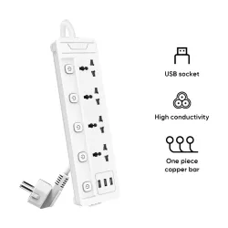 Deli ET411 2 Pin 4 Port 2 Meter Power Strip