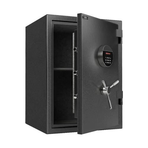 Deli ET601 Dark Gray Digital Safe Box (Key, Password & Fireproof)