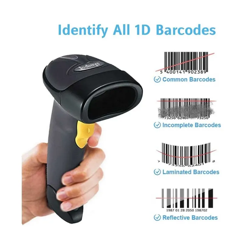 Zebra LS2208 Single Line Laser Barcode Scanner with Stand