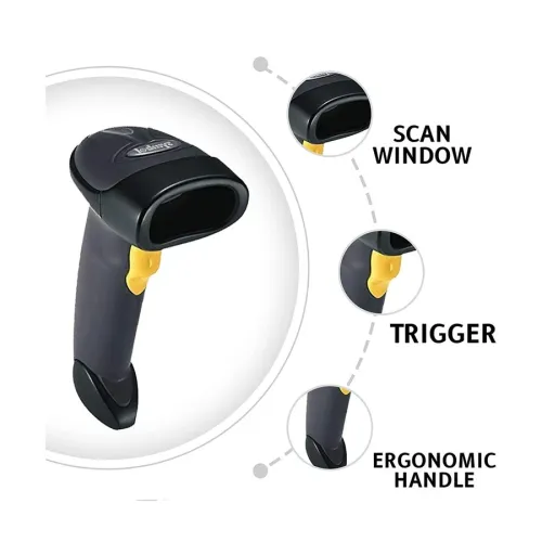 Zebra LS2208 Single Line Laser Barcode Scanner with Stand