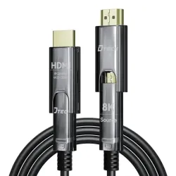 Dtech DT-HF3025 25 Meter Type-D to Type-A Dual Connector Fiber Optic HDMI Cable