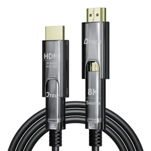 Dtech DT-HF3030 30 Meter Type-D to Type-A Dual Connector Fiber Optic HDMI Cable