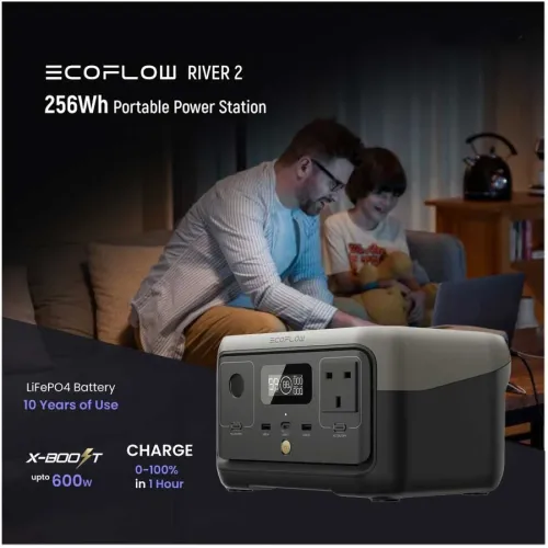 EcoFlow River 2 256Wh 300W Output Black & Gray Portable Power Station