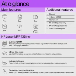 HP Laser MFP 137fnw Multifunction Mono Laser Printer