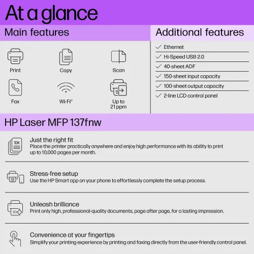 HP Laser MFP 137fnw Multifunction Mono Laser Printer