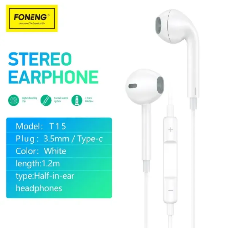 FONENG T15 Half-In-Ear 3.5mm Heavy Bass Earphone