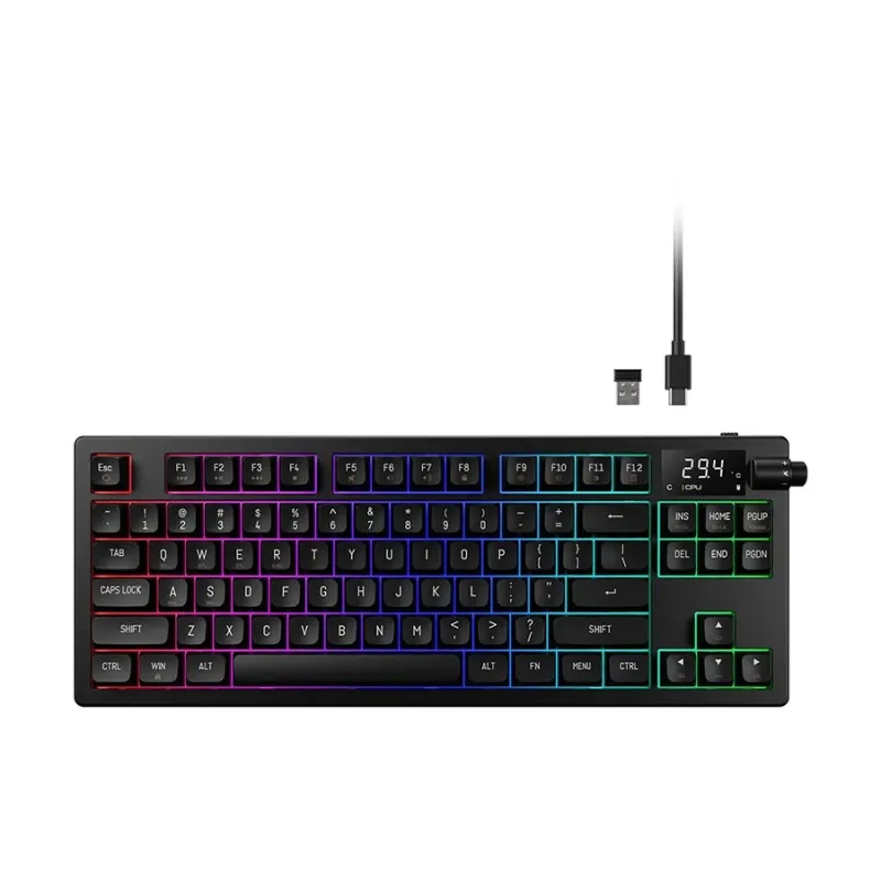 Gamdias HERMES M7 HYBRID RGB Red Switch Tri-Mode Mechanical Keyboard With Display