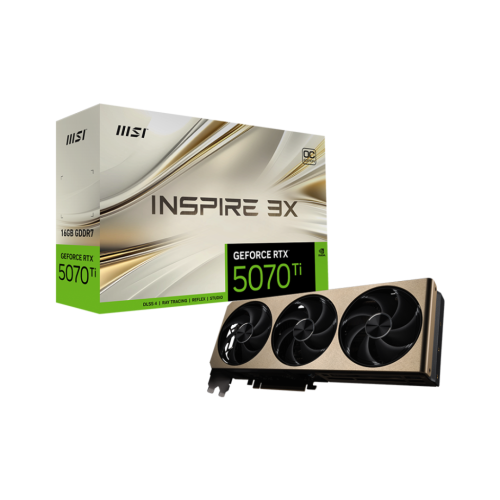 MSI GeForce RTX 5070 Ti 16G INSPIRE 3X OC PLUS 16GB GDDR7 Graphics Card MSI GeForce RTX 5070 Ti 16G INSPIRE 3X OC PLUS 16GB GDDR7 Graphics Card