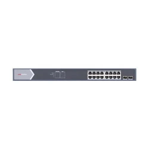 Hikvision DS-3E0518P-E/M 18 Port ( 16 Port 10/100/1000 PoE, 2 Port 10/100/1000 SFP Fiber Optic) Unmanaged PoE Switch