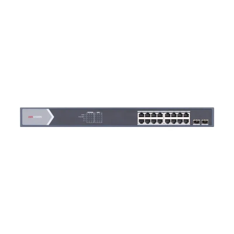 Hikvision DS-3E0518P-E/M 18 Port ( 16 Port 10/100/1000 PoE, 2 Port 10/100/1000 SFP Fiber Optic) Unmanaged PoE Switch