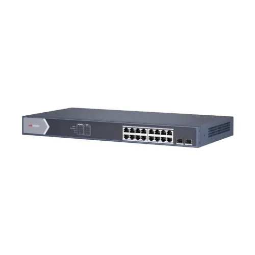 Hikvision DS-3E0518P-E/M 18 Port ( 16 Port 10/100/1000 PoE, 2 Port 10/100/1000 SFP Fiber Optic) Unmanaged PoE Switch