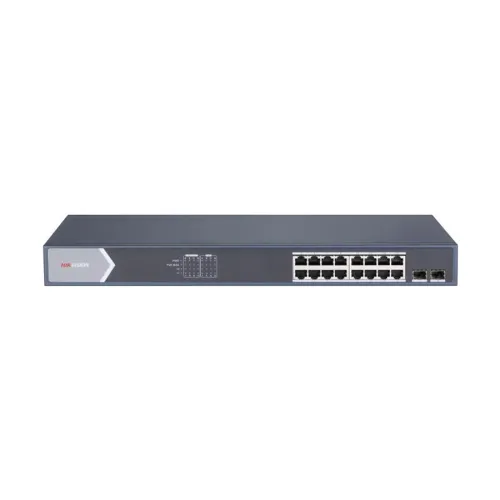 Hikvision DS-3E0518P-E/M 18 Port ( 16 Port 10/100/1000 PoE, 2 Port 10/100/1000 SFP Fiber Optic) Unmanaged PoE Switch