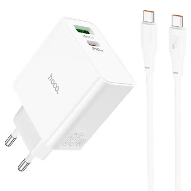 Hoco C113A Awesome Dual Port 65W Charger With Type C Cable