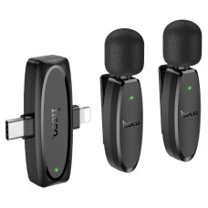 Hoco L15 Type C & Lightning Dual Mic Lavalier Wireless Microphone Black