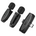 Hoco L15 Type C & Lightning Dual Mic Lavalier Wireless Microphone Black