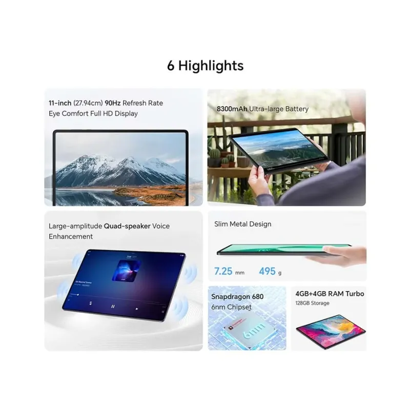 Honor Pad X8a LTE Qualcomm Snapdragon 680 Octa-core Processor 4GB RAM, 128GB ROM 11.0 Inch TFT WUXGA Display Space Gray Tablet