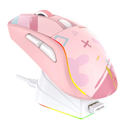 Dareu A950 Tri-mode Gaming Mouse With Charging Dock (Pink)