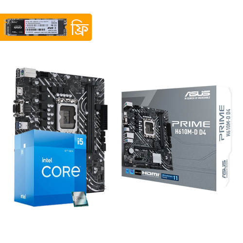 Intel Core i5-12400 with Asus PRIME H610M-D D4 Motherboard Combo