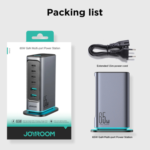 Joyroom JR-TCM02 Gan Multi Port 65W High Speed Power Station Joyroom JR-TCM02 Gan Multi Port 65W High Speed Power Station