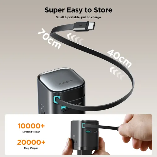 Joyroom JR-TCL02 GaN 65W Charger with Retractable Cable EU