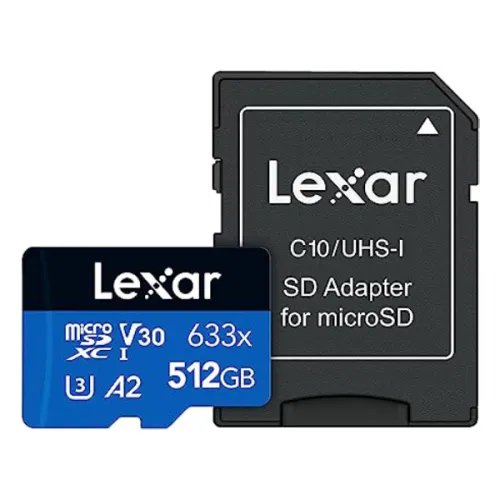 Lexar High-Performance 633x 512GB MicroSDXC UHS-I Memory Card with Adapter