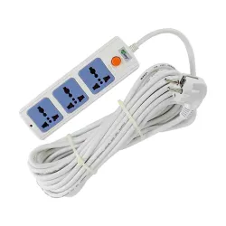 Many 2 Pin 3 Port White 10M Power Strip