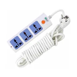 Many 2 Pin 3 Port White 5M Power Strip