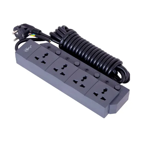 Many 2 Pin 4 Port Black 3M Power Strip